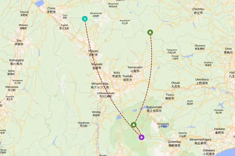 Example Japan itinerary planner route