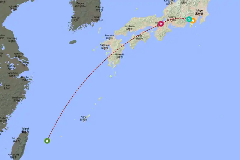 Example Japan itinerary planner route