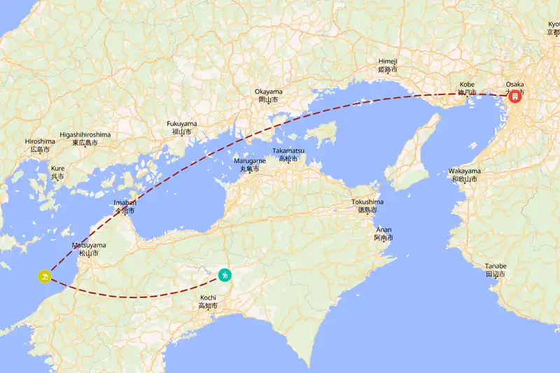 Example Japan itinerary planner route