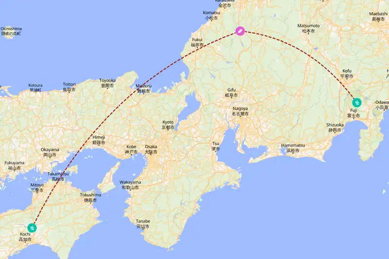 Example Japan itinerary planner route