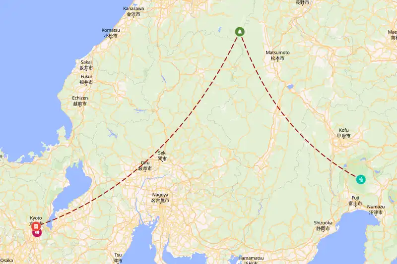 Example Japan itinerary planner route