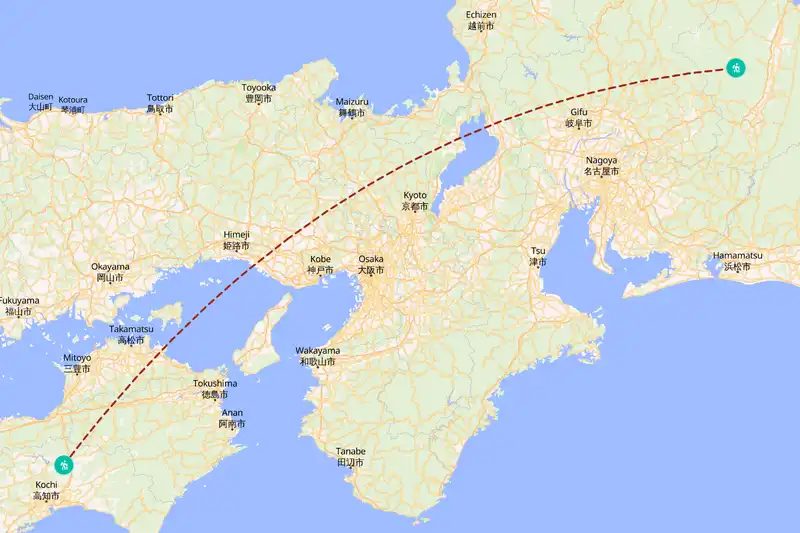 Example Japan itinerary planner route