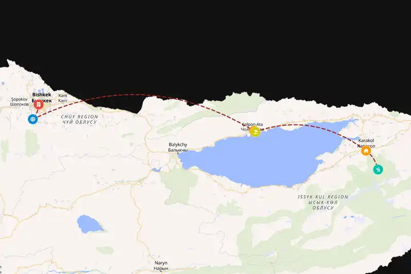 Example Kyrgyzstan itinerary planner route
