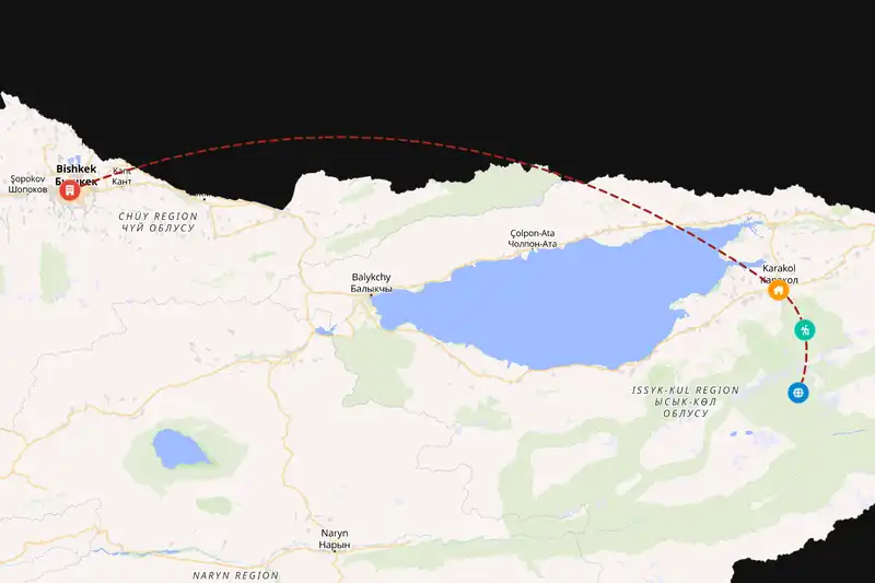 Example Kyrgyzstan itinerary planner route