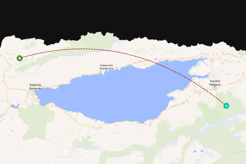 Example Kyrgyzstan itinerary planner route