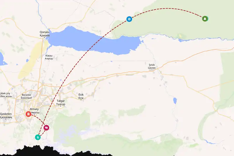 Example Kazakhstan itinerary planner route