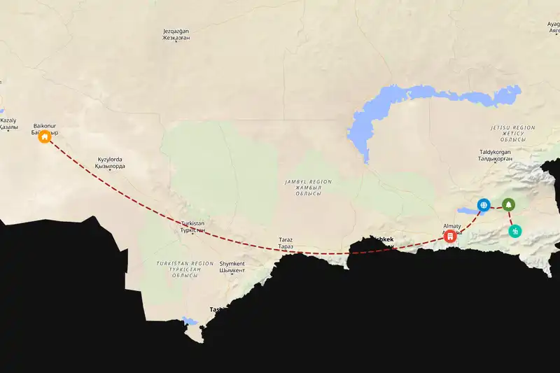 Example Kazakhstan itinerary planner route