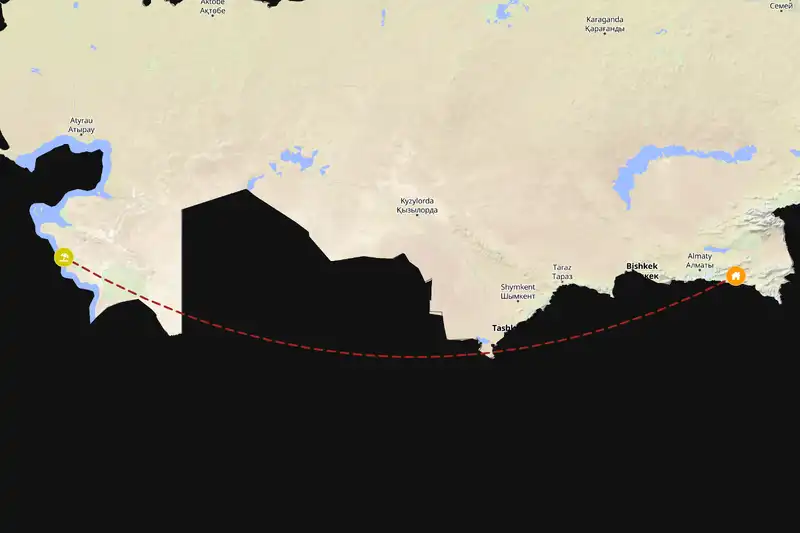 Example Kazakhstan itinerary planner route
