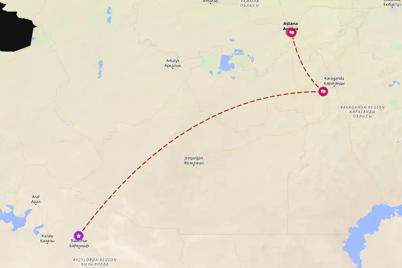 Example Kazakhstan itinerary planner route