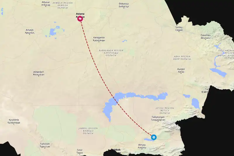 Example Kazakhstan itinerary planner route