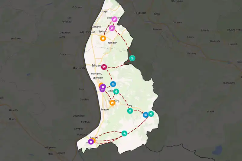 Example Liechtenstein itinerary planner route