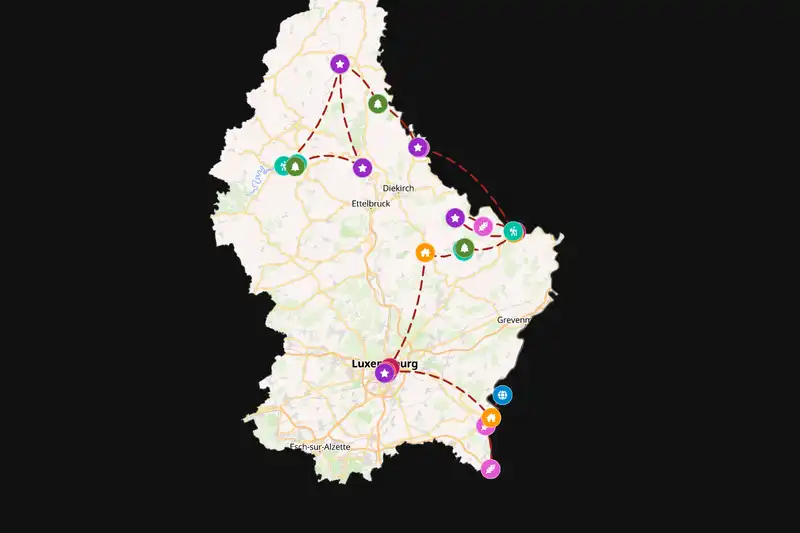 Example Luxembourg itinerary planner route