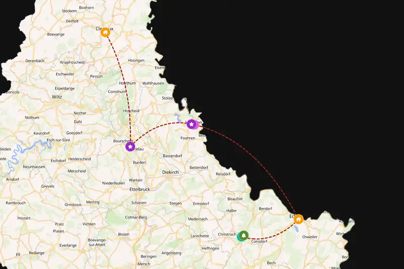 Example Luxembourg itinerary planner route