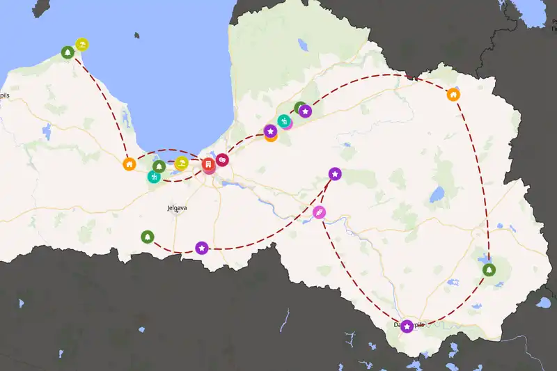 Example Latvia itinerary planner route