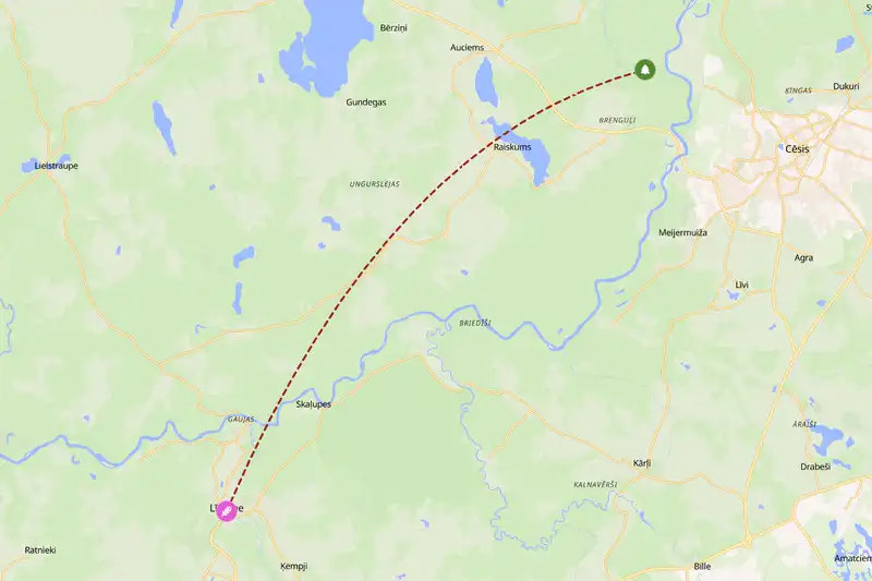 Example Latvia itinerary planner route