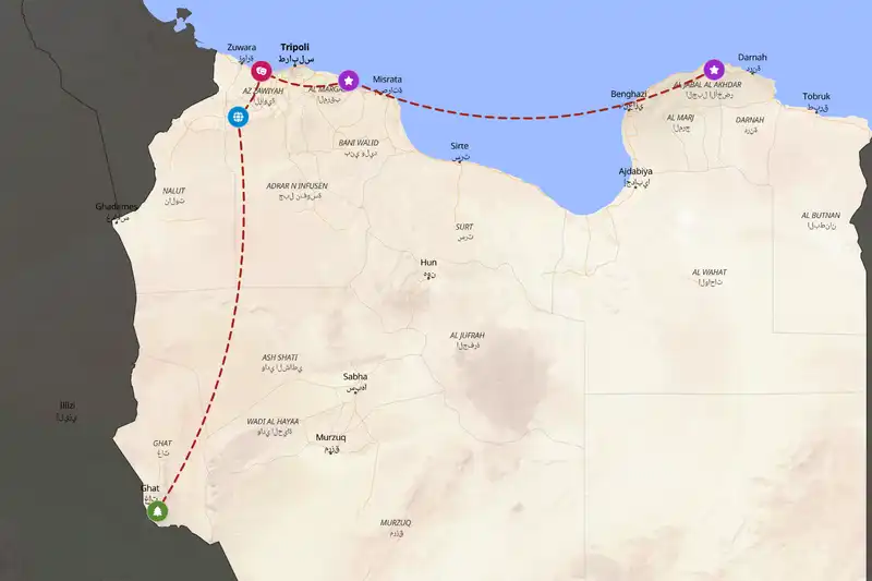 Example Libya itinerary planner route