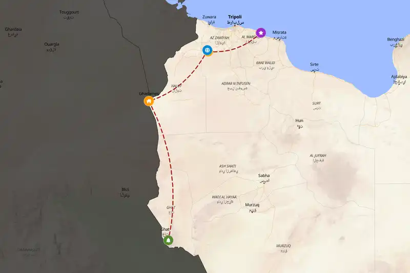 Example Libya itinerary planner route