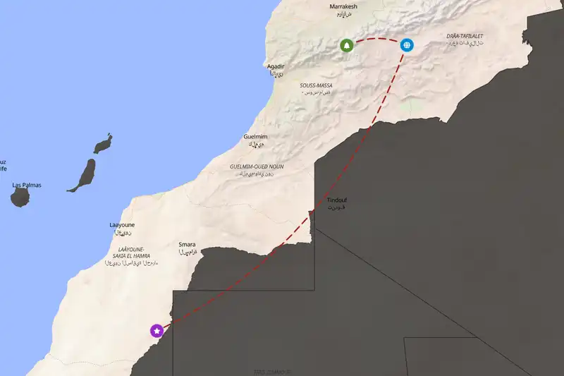 Example Morocco itinerary planner route