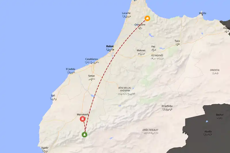 Example Morocco itinerary planner route