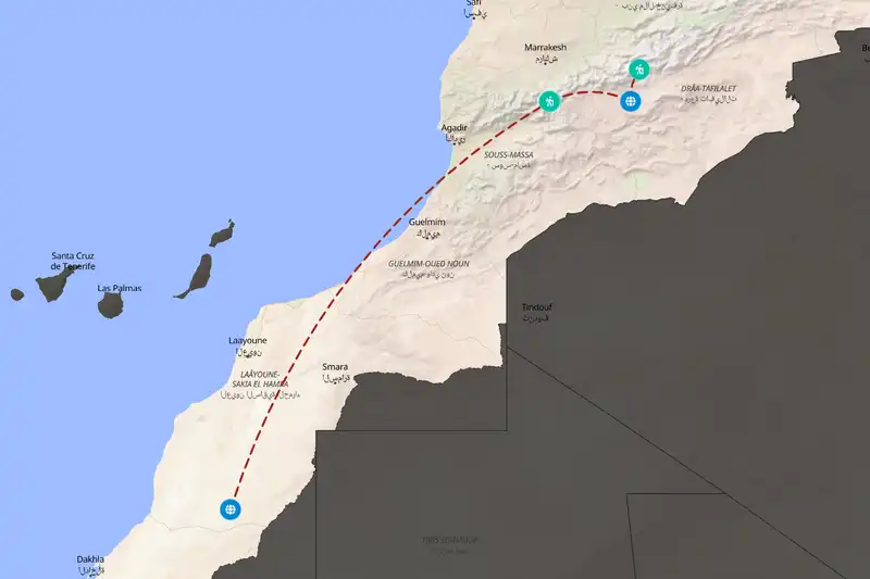 Example Morocco itinerary planner route