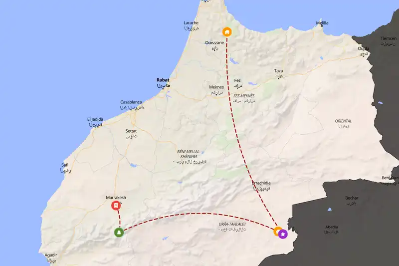 Example Morocco itinerary planner route