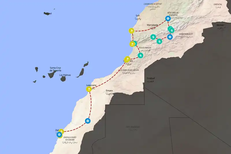 Example Morocco itinerary planner route