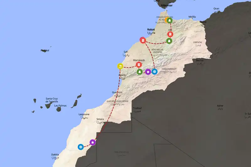 Example Morocco itinerary planner route