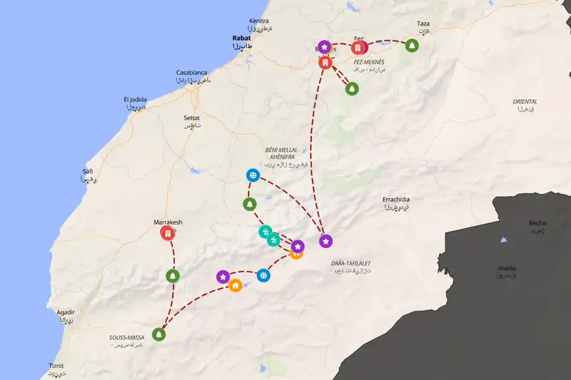 Example Morocco itinerary planner route