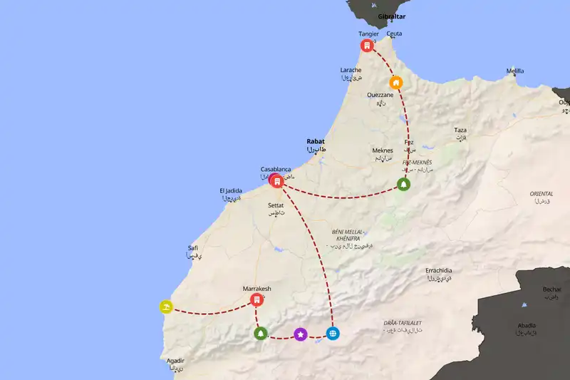 Example Morocco itinerary planner route