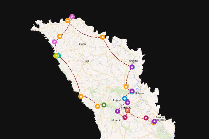 Example Moldova itinerary planner route