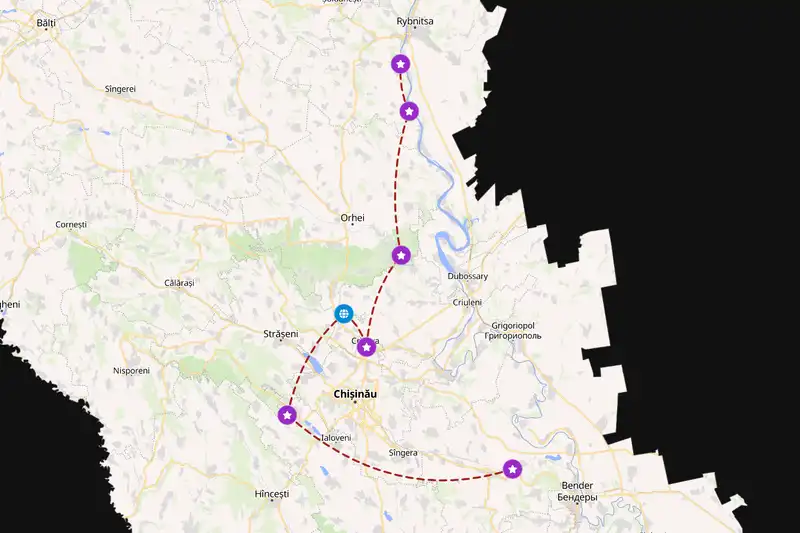 Example Moldova itinerary planner route