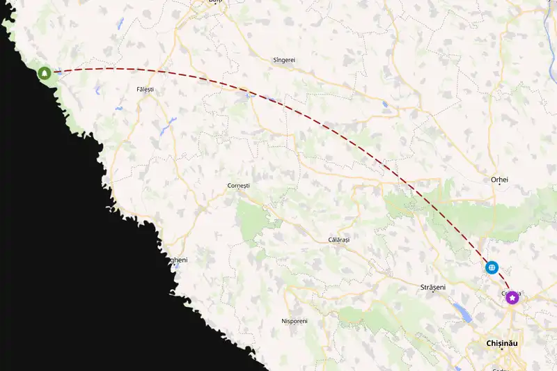 Example Moldova itinerary planner route