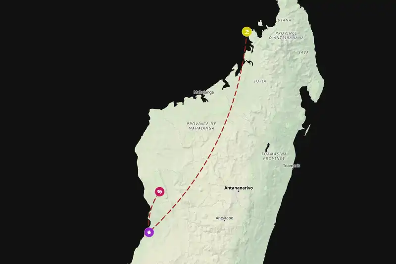 Example Madagascar itinerary planner route