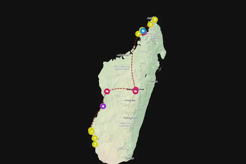 Example Madagascar itinerary planner route