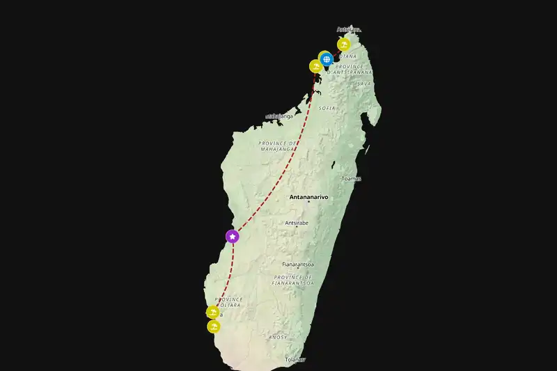 Example Madagascar itinerary planner route