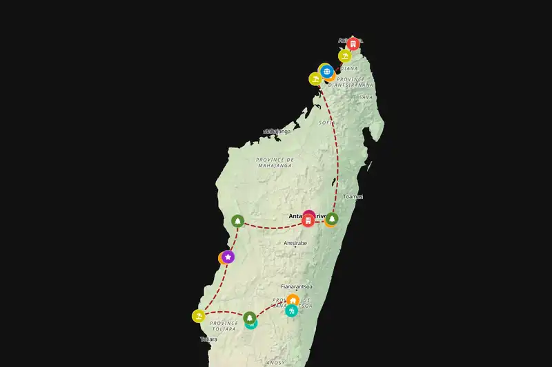 Example Madagascar itinerary planner route