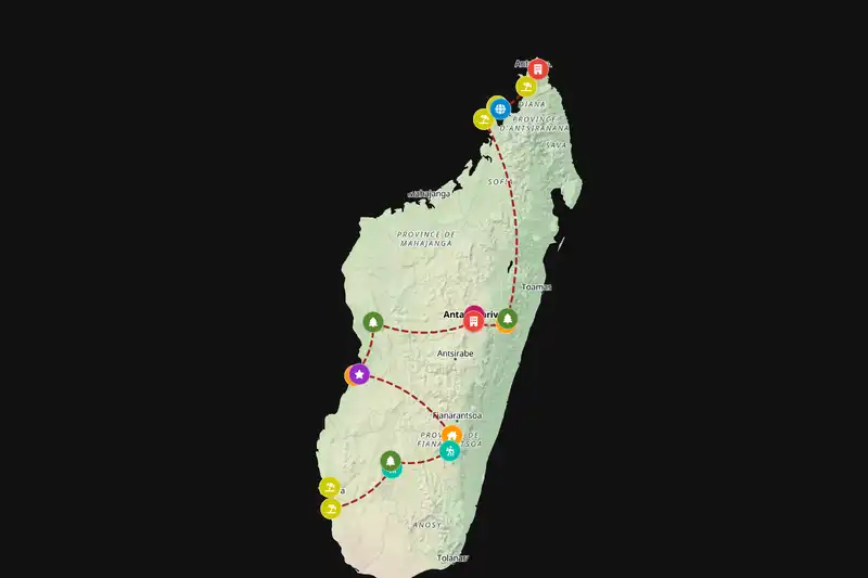 Example Madagascar itinerary planner route