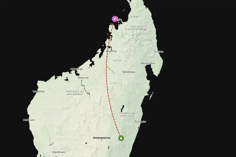 Example Madagascar itinerary planner route