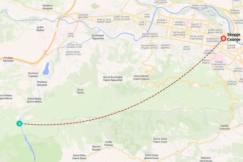 Example North Macedonia itinerary planner route