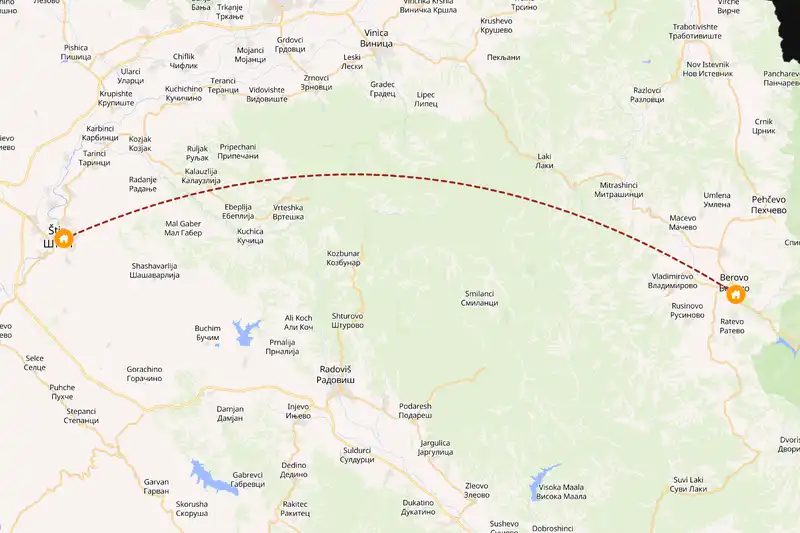 Example North Macedonia itinerary planner route