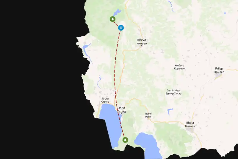 Example North Macedonia itinerary planner route