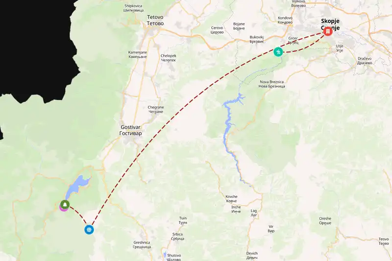 Example North Macedonia itinerary planner route