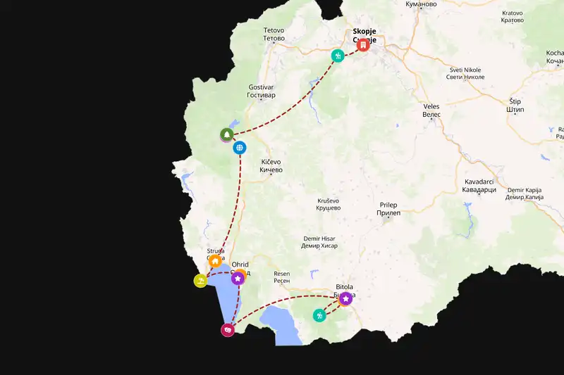 Example North Macedonia itinerary planner route