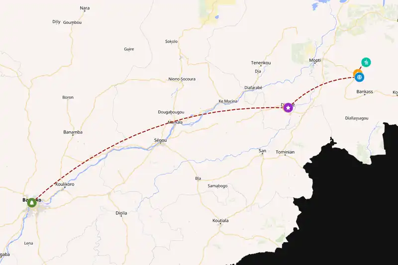 Example Mali itinerary planner route