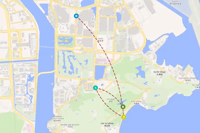 Example Macau itinerary planner route