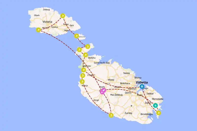 Example Malta itinerary planner route