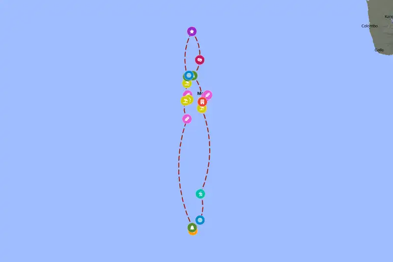 Example Maldives itinerary planner route