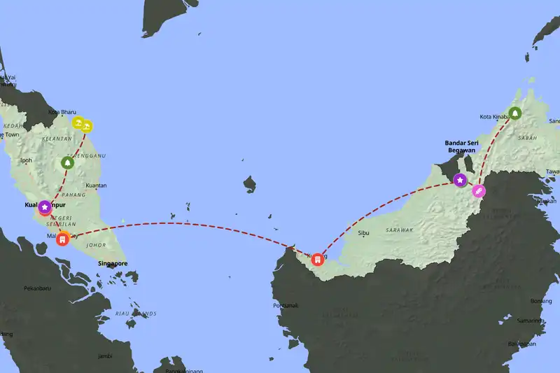 Example Malaysia itinerary planner route