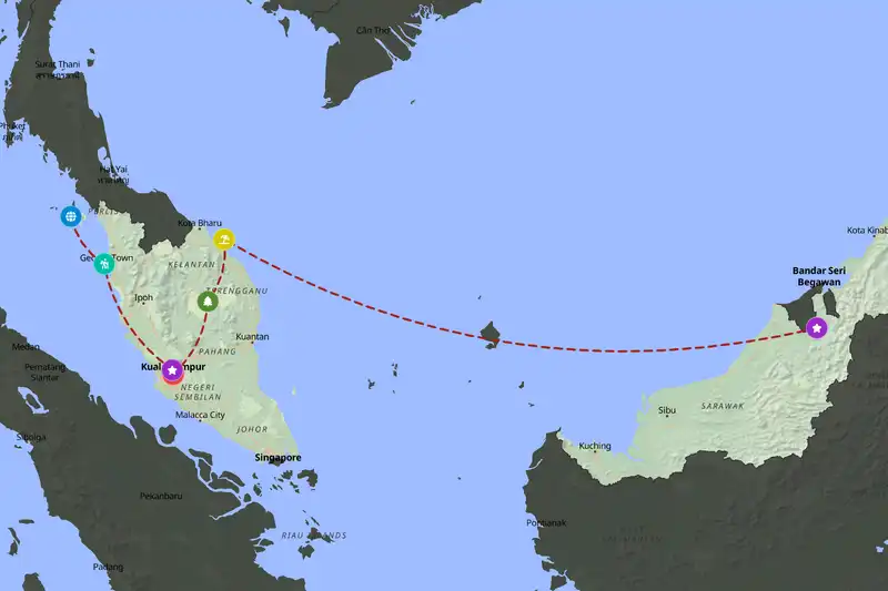 Example Malaysia itinerary planner route