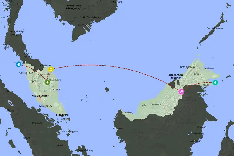 Example Malaysia itinerary planner route